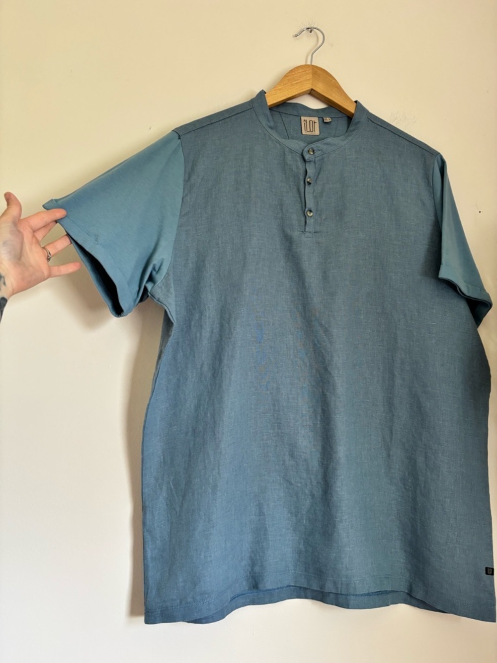 Îlot Linen Henley In Slate Blue